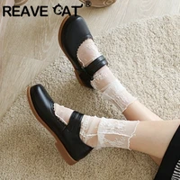 reave cat children shoes girl classic cute uniform round toe 2cm heels bowtie mary jane simple hookloop casual pink a3330