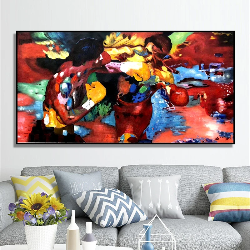 

100% Hand Painted Abstract Boxing Art Oil Painting On Canvas Wall Art Frameless Picture Decoration For Live Room Home Decor Gift