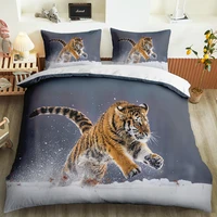 customize 3d print wild animal tiger beding set pillowcase duvet cover set bedroom decor modern bed set queen king single