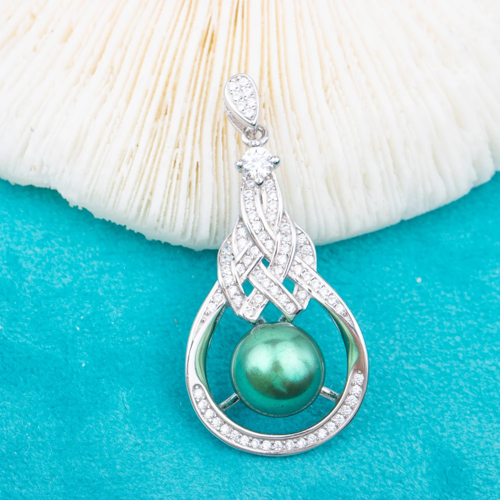 

P010917 Vermeerjewelry Real 925 Sterling Silver Pendant For 8-9mm Round Bead Pearl or Stone Without Chain