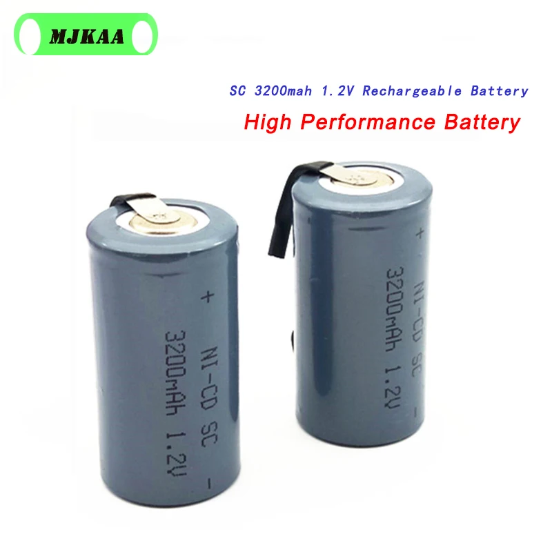 24PCS SC 1.2V 3200MAH Rechargeable Battery 4/5 SC Sub C Ni-cd Cell with Welding Tabs for Electric Drill Screwdriver