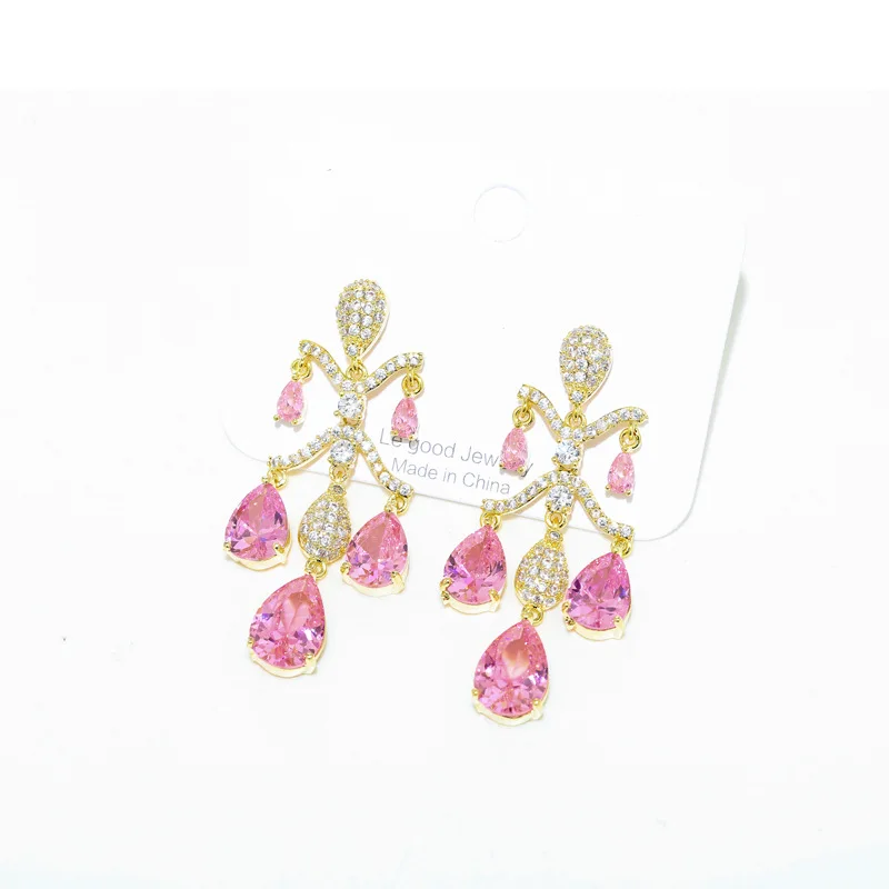 

S925 Silver Needle Earrings French Micro-inlaid Zircon Exaggerated Earrings 210317-06