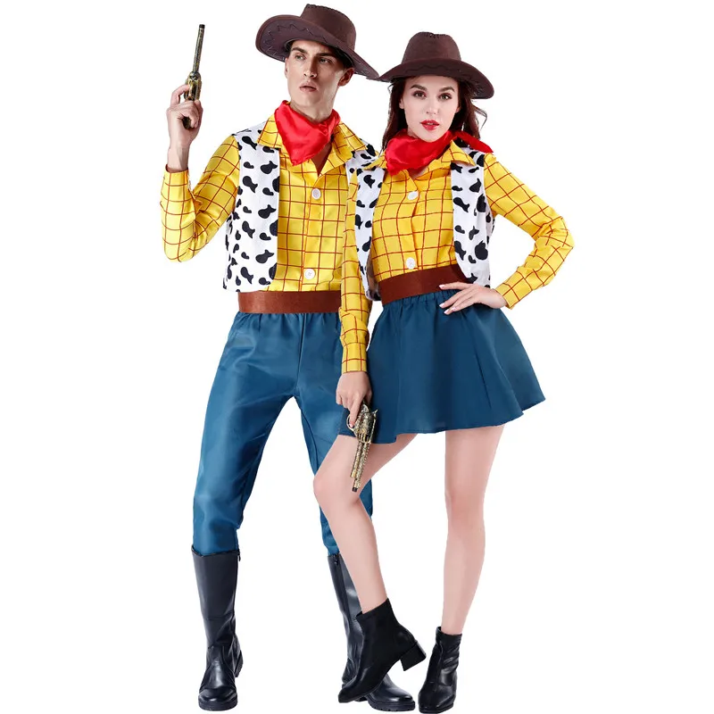 Halloween Karneval Party Paar der Woody Jessie Trish Cosplay Kostüm Frauen und Männer Rolle Spielen Cowboy Phantasie Kleid Kostüm Anzug