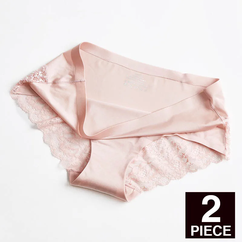 A 2pcs Бесшовные трусы для женщин, сексуальные трусики, шелк льда, нижнее белье, удобные трусы, нижнее белье, низкая талия, женские трусы, стринги, XXXL# F - Цвет: A 2pcs