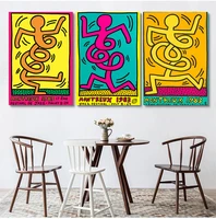 haring pop art abstract vintage wall canvas painting posters and prints picture cafe bar home living room decor no frame
