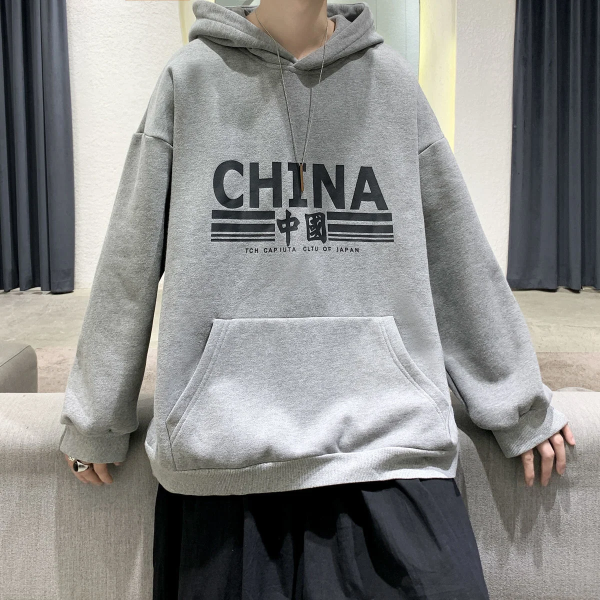 Men's Hooded Sweater Printing Pullover Jacket Long Sleeve Loose Clothing Trend College Tidal Current Recommend Surprise Price | Мужская