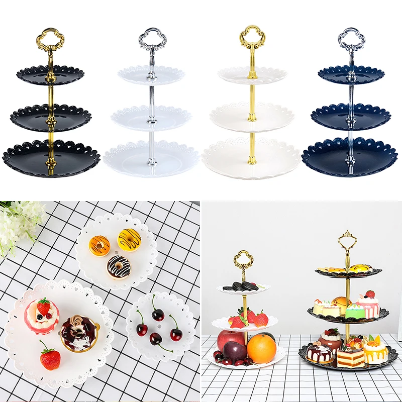 

European Three-Layer Cake Stand Wedding Party Dessert Table Candy Fruit Plate Cake Self-Help Display Home Table Decoration Trays