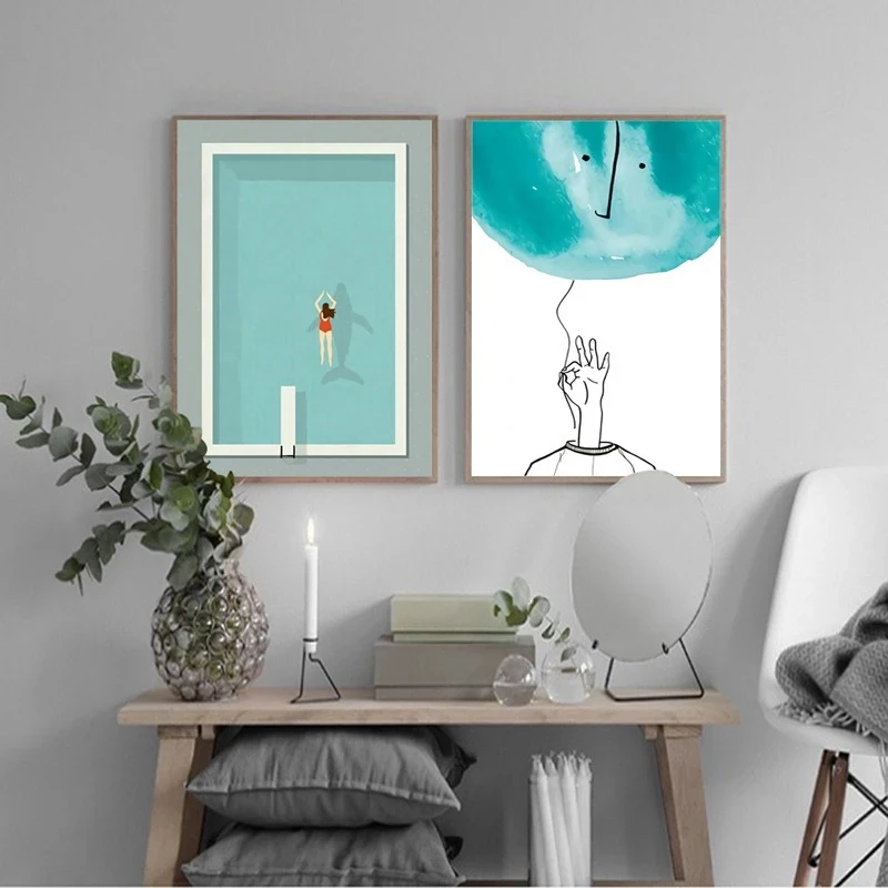 Современный простой минималистичный холст для плавательного бассейна с принтом