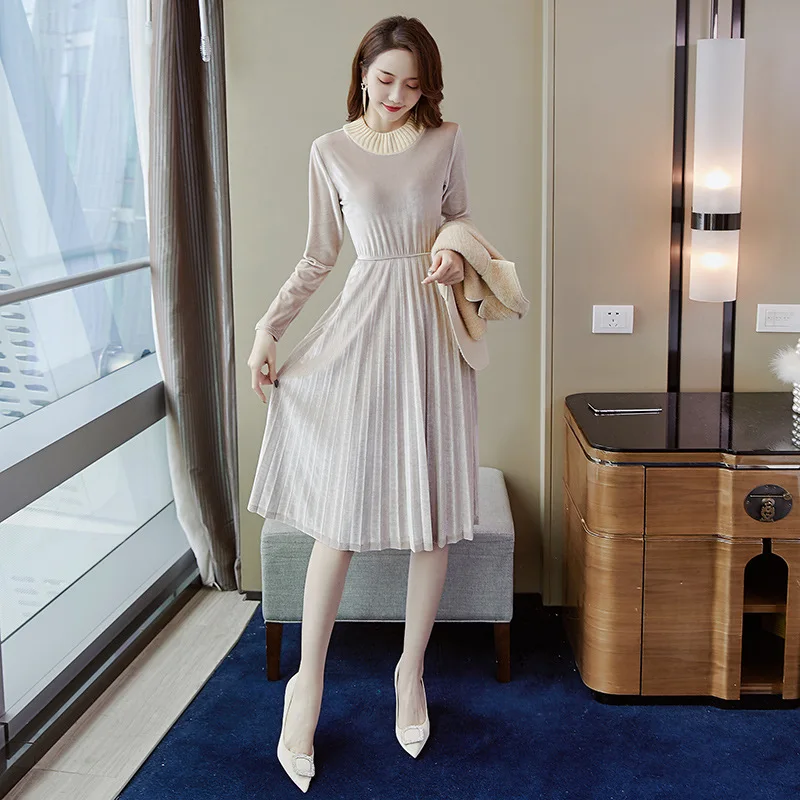 TiLeewon Модный комплект из двух предметов Цвет хаки плиссированное платье с