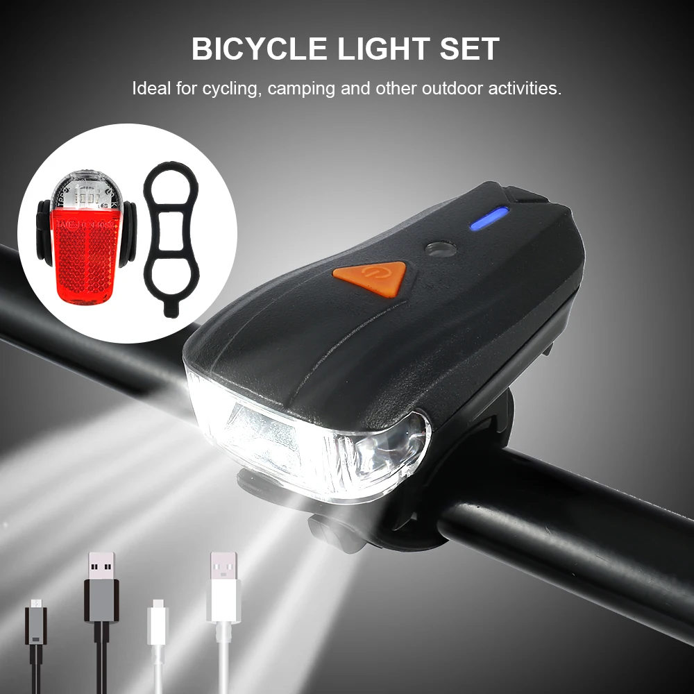 

Bicycle Light Set USB Rechargeable Bike Front Back Headlight Lamp Flashlight Waterproof Headlight Taillight 4 Modes Cycling Lamp