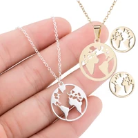 2020 cool stainless steel world map necklace pendant womens new style stainless necklace ornament