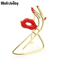 wulibaby sexy lip hand brooches for women simple design party casual office brooch pins gifts