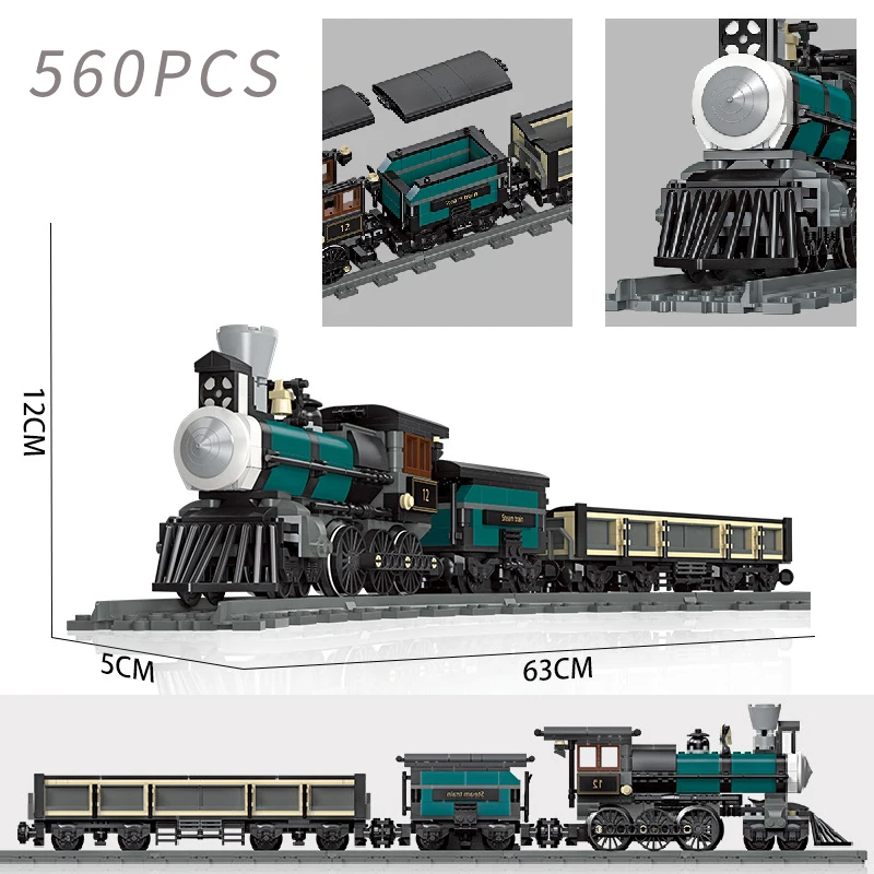 

MOC City train set steam bullet vehicle cargo railway station model building blocks brick tracks rail no motor kits carriage