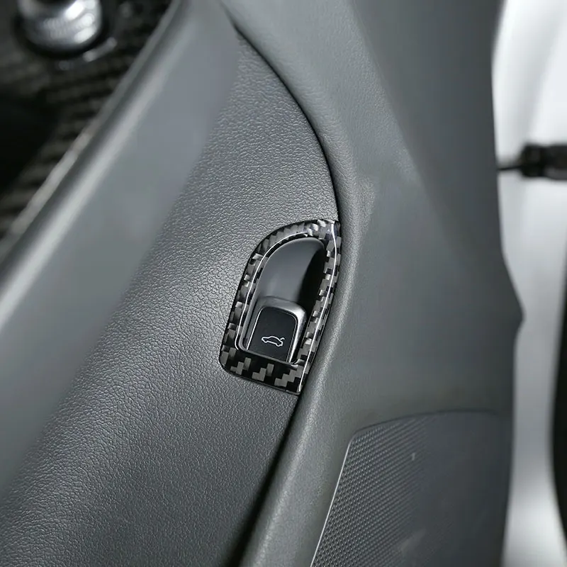 

1Pcs Real Carbon Fiber Car Interior Trunk Switch Decoration Frame 3D Interior Accessories Sticker For Audi A4L / A5 2009-2016