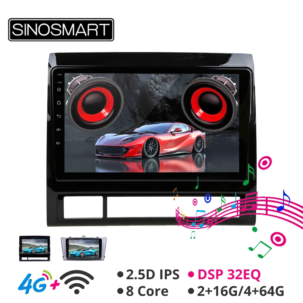 Автомобильный gps-навигатор SINOSMART 2.5D ips/QLED 1G/2G для Toyota TACOMA Hilux AVENSIS 32EQ DSP, 4G слот для sim-карты опционально