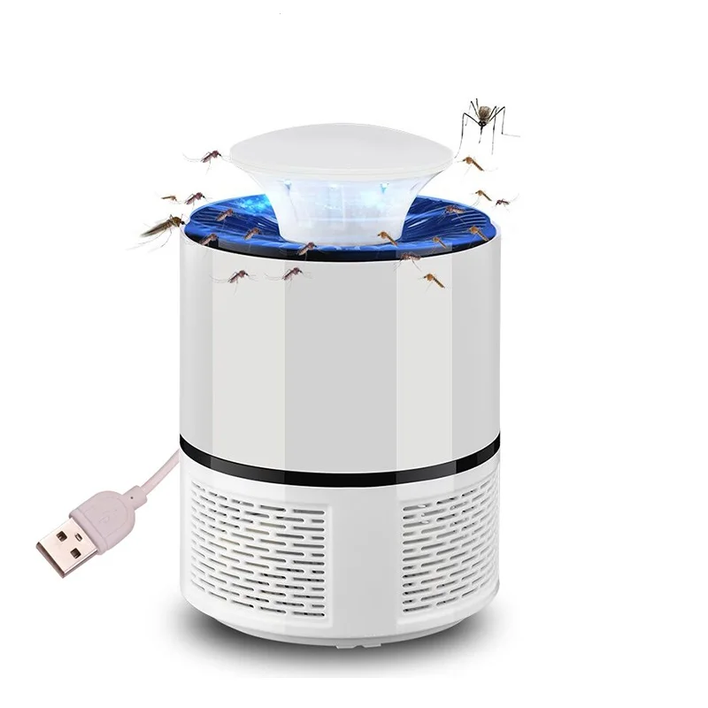 Светодиодный светильник от комаров, USB, противомоскитная электрическая ловушка от насекомых, бесшумная ловушка от комаров для спальни, уличная лампа от насекомых - Цвет: White