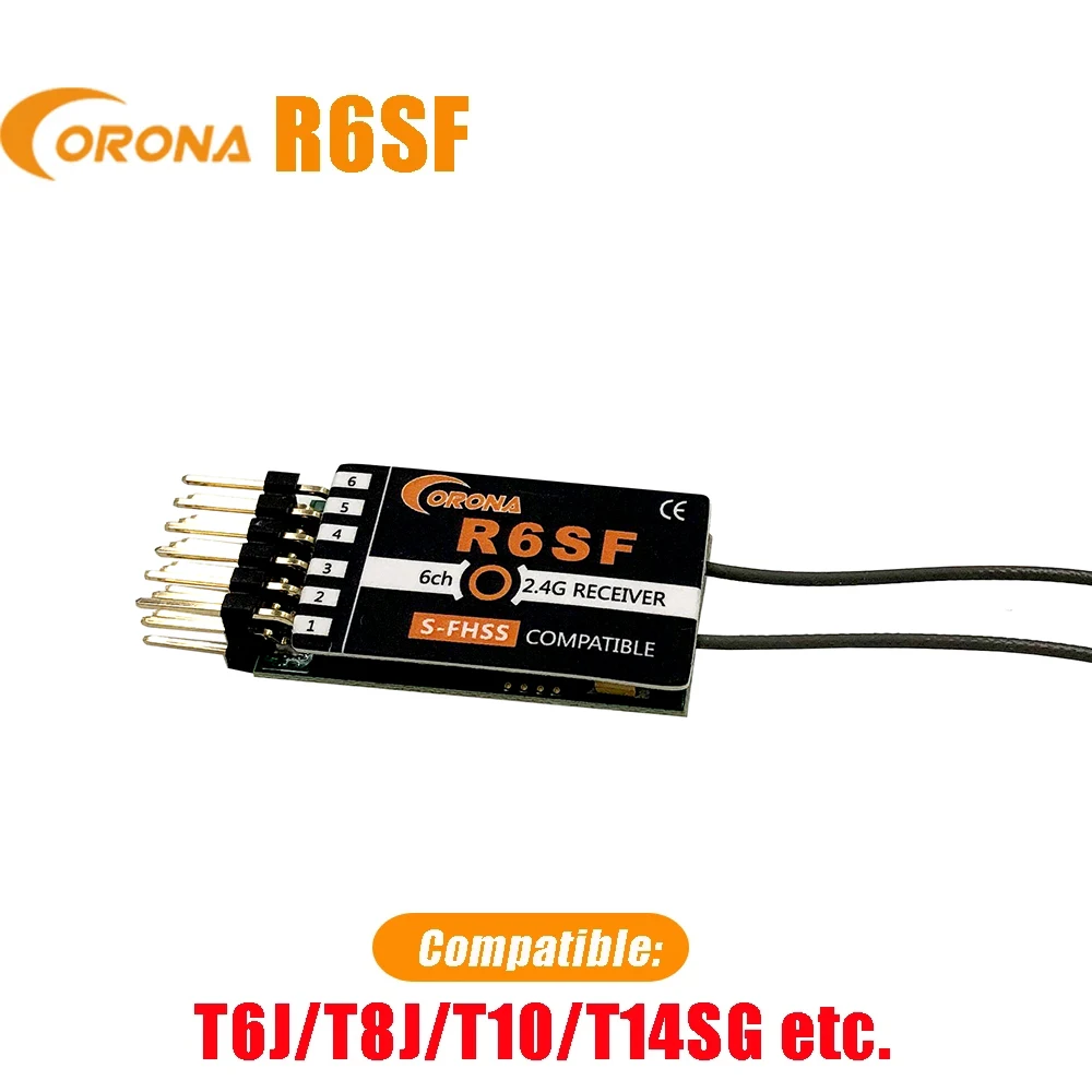 Corona R6SF 2,4 ГГц S-FHSS/FHSS совместимый 6Ch микро-приемник для FUTABA T6J/T8J/T10/T14SG и т. Д.