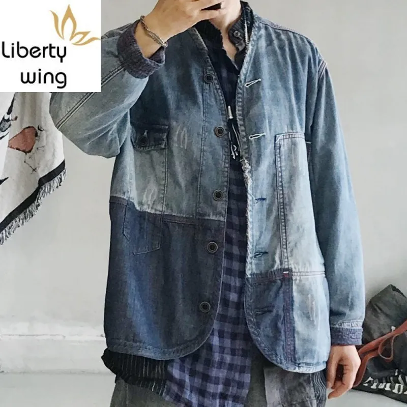Винтажная Женская Лоскутная Свободная джинсовая куртка новая осенняя