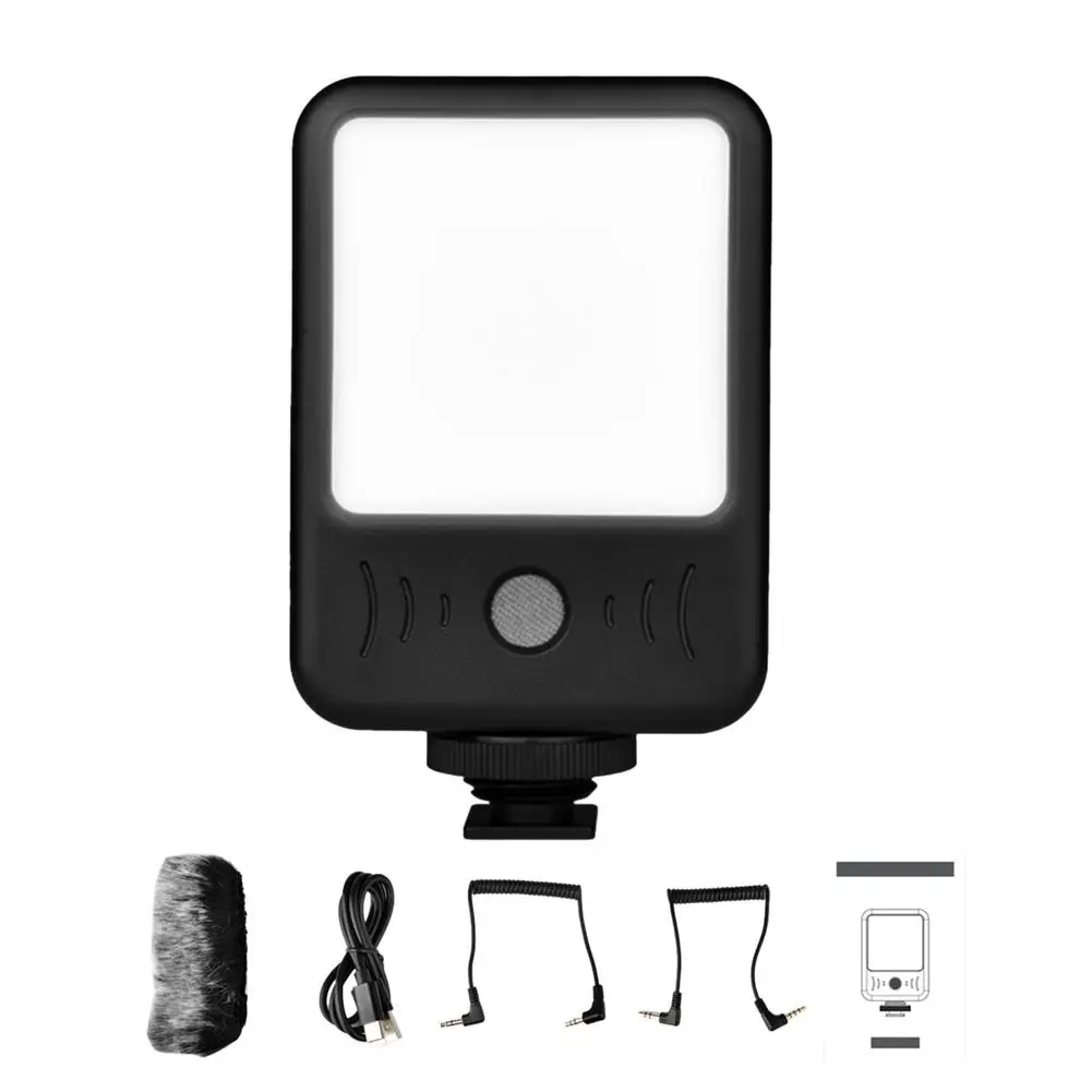 

Video Lights Mini LED Camera Light With Microphone 2000mAh Rechargable LED Lighting Photo Video For Youtube Interview Recording
