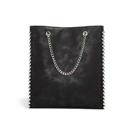 

Женская сумка, новая модная сумка через плечо с заклепками, вместительная сумка-тоут, модная сумка для покупок на цепочке