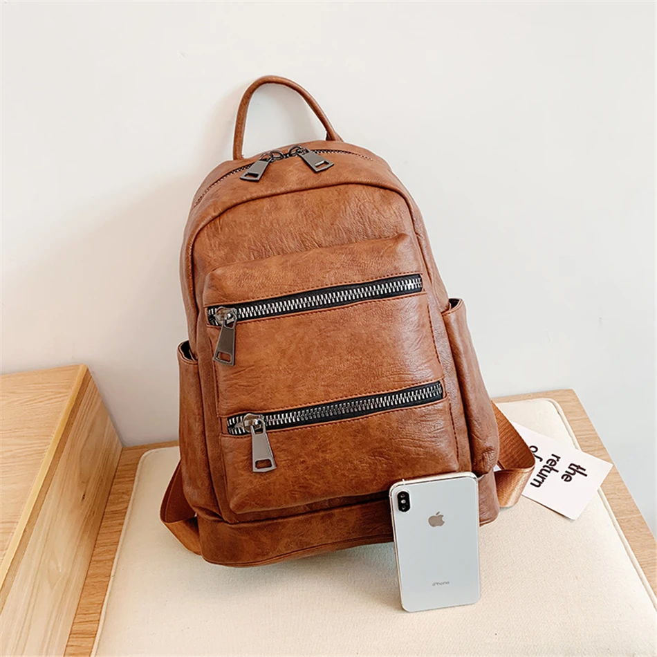 Женский рюкзак из мягкой искусственной кожи Sac A Dos винтажный для