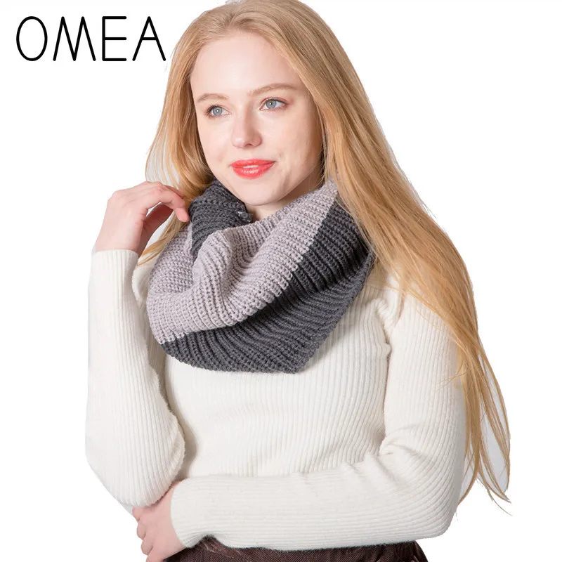 Женский вязаный шарф кольцо OMEA зимний Кольцо из шерсти и кашемира 2019| |