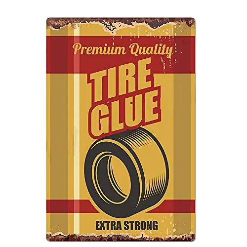 

Original Vintage Design Tire Glue Tin Metal Signs Wall Art | Thick Tinplate Print Poster Wall Decoration for Garage