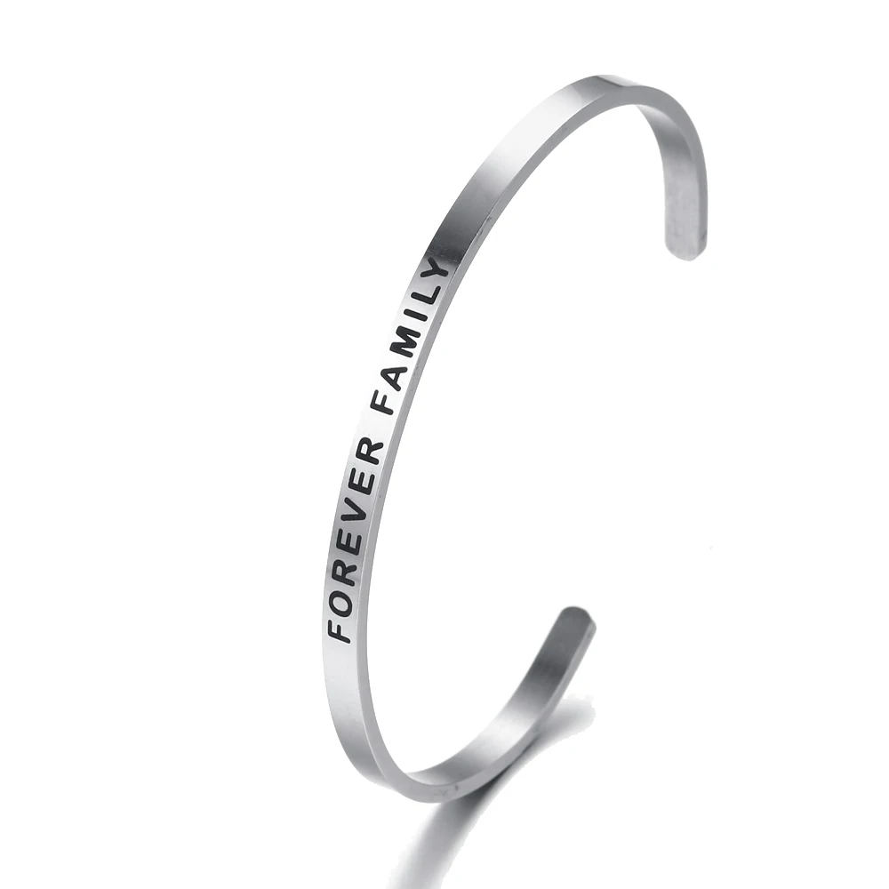 Модный серебряный браслет из нержавеющей стали с гравировкой для всей