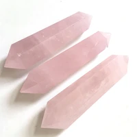 natural stones rose quartz double wand point crystal healing reiki gemstones home decoration