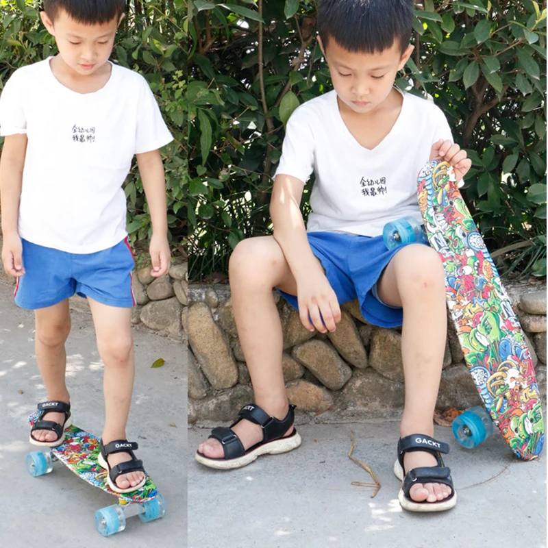 

Jusenda 22in LED Skateboard Mini Cruiser Longboard Fish Board Flash Penny Board Retro Children's Scooter Transparent Skate Deck