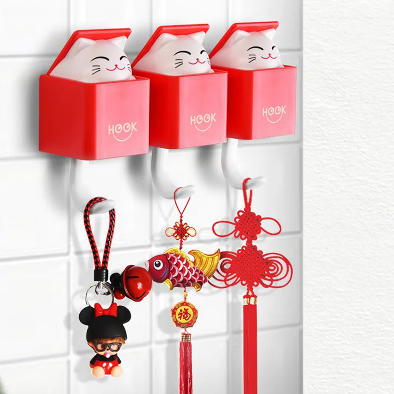 

Креативный пластиковый крючок, симпатичный крючок в виде кошки, крючок для кухни, гостиной, одежды, шляпы, ключей, рождественские украшения, ...