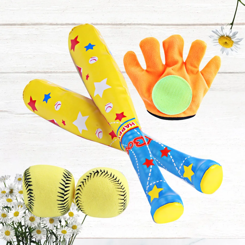 

1 Set/4 Pcs ABS Baseball Kit Baseball for Kids Chindren Outdoor Sports (1 Pc Bat, 1 Pc Hoop and Loop Glove, 2 Pcs Baseball)