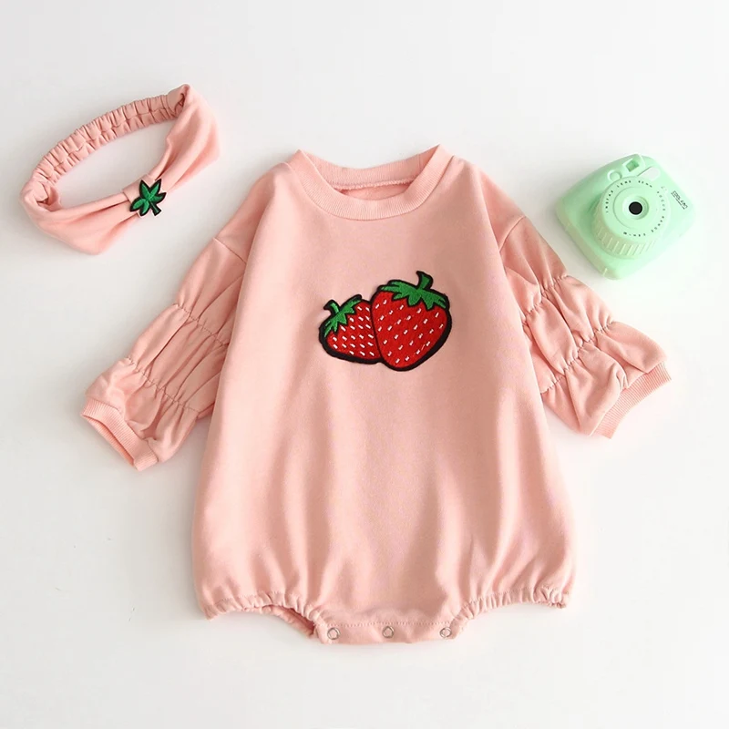

Spring Autumn Baby Bodysuit 100% Cotton High Quality Newborn Girl Clothes Long Sleeve Bodysuits+Headband 2Pcs/Set Kids Girls Set
