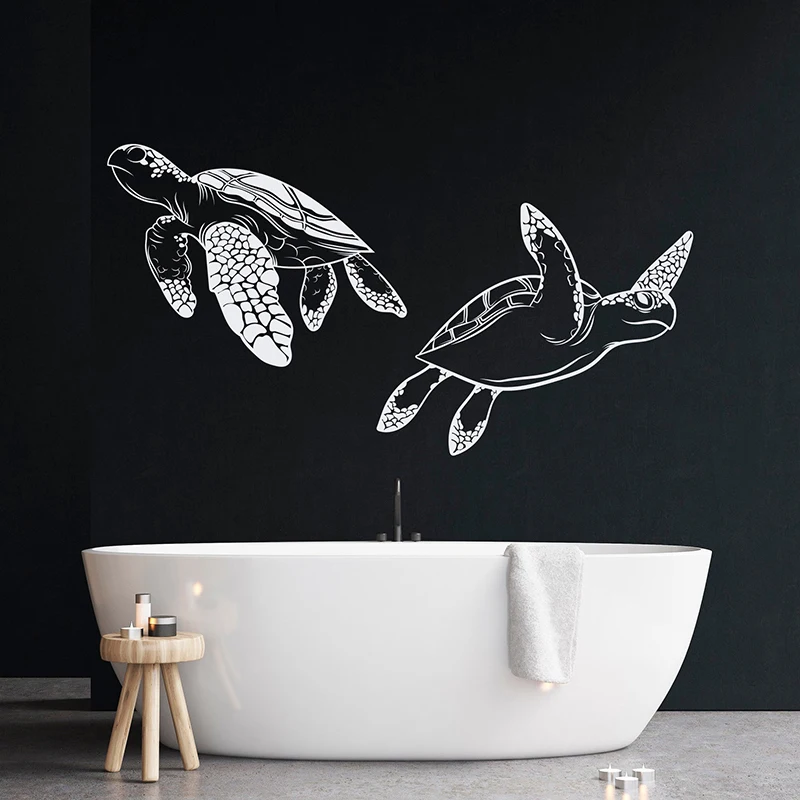 

Set of 2 Sea Turtle Wall Sticker Vinyl Art Home Decoration Bathroom Bedroom Room Decals Ocean Animal Nautical Decor Mural 4774