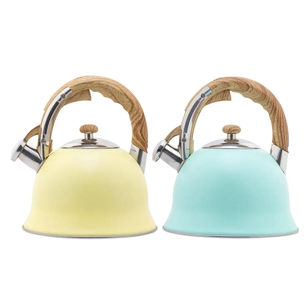 

Чайник со свистком, чайник для чая со свистком, с деревянным рисунком, с противоскользящей ручкой, чайник для воды из нержавеющей стали, чайн...