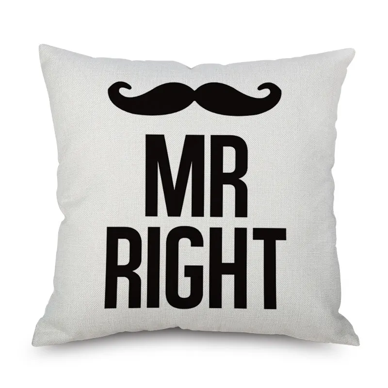 LOVE HOME MR RIGHT английская подушка с надписью Чехлы усы красная рисунком губы чехол