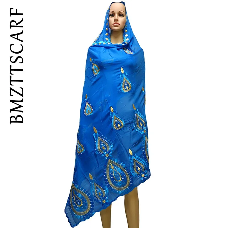 

2020 New Arrival African Women Scarfs Soft Cotton Scarf Big Embroidery Underside Design Long Shawls HeadScarf BM975