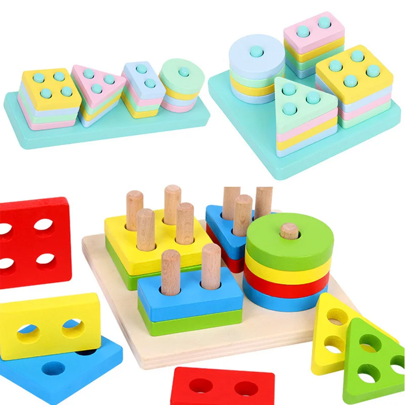 Детский конструктор Монтессори деревянный развивающая доска-пазл