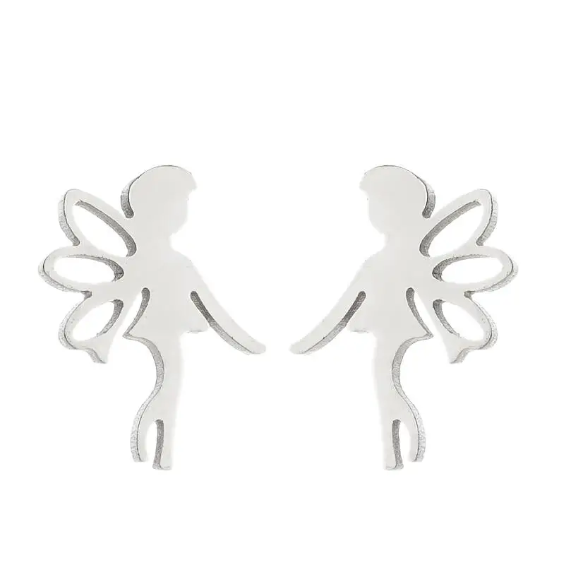 

2020 New Hot Sale Angel Little Girl Shaped Earrings Beautiful Student Stainless Steel Earrings Movie Cartoon Character Earrings
