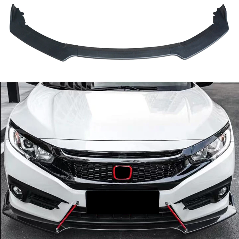 Сплиттер для губ передний 3 ступенчатый Honda Civic 2016 2017 2018 2019 2020|Тюнинговые молдинги|