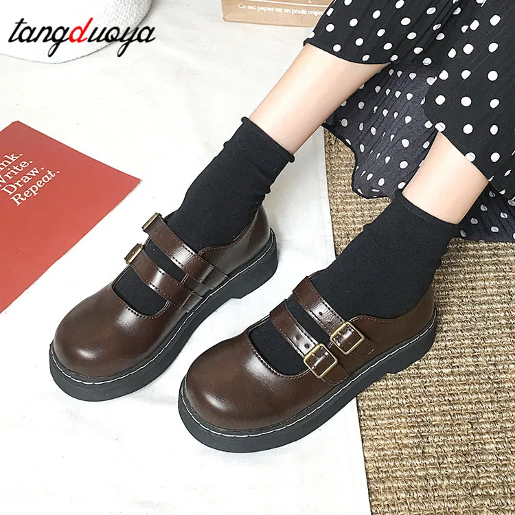 Милая обувь корейские винтажные туфли Женская Студенческая в британском стиле