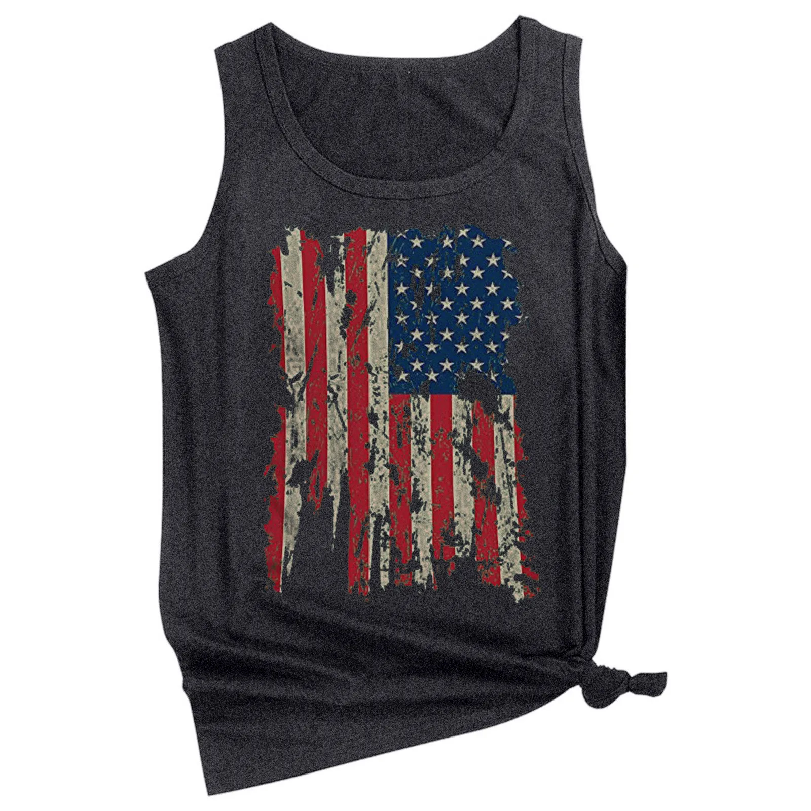 

Fashion T-shirt Top Women O-Neck Sleeveless Independence Day Flag Print Casual Summer Beachwear Fashion Loose Tops Shirts