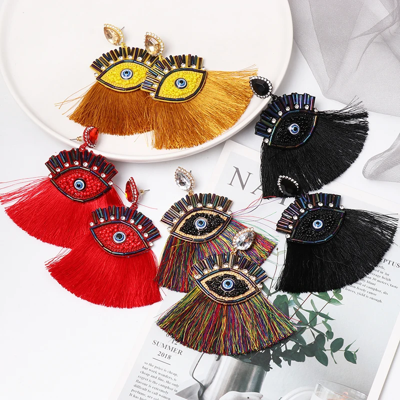 Серьги с бахромой для девочек большие висячие серьги кисточками ювелирные