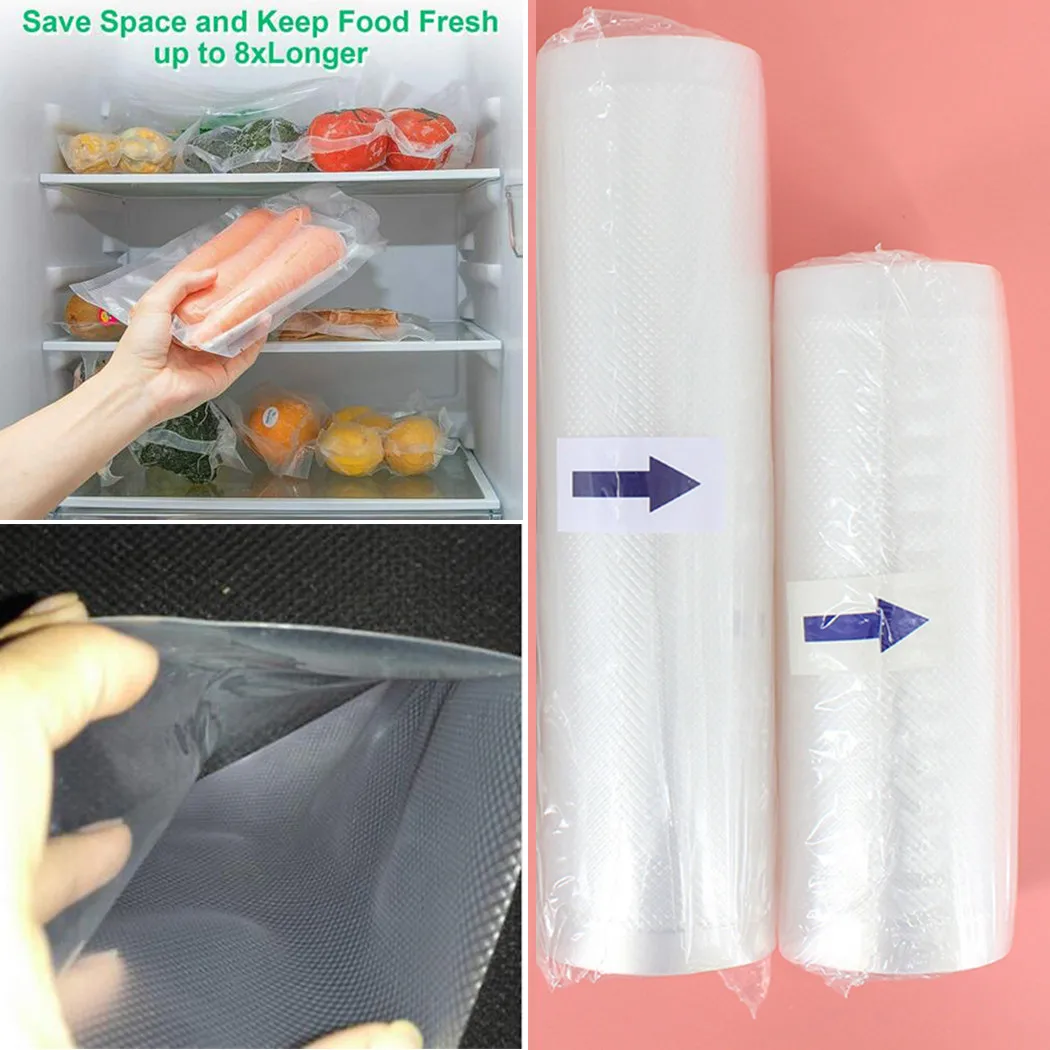 

15*500CM Seal Bags 20*500CM 2Rolls Bag Container Embossed Food Home Pack