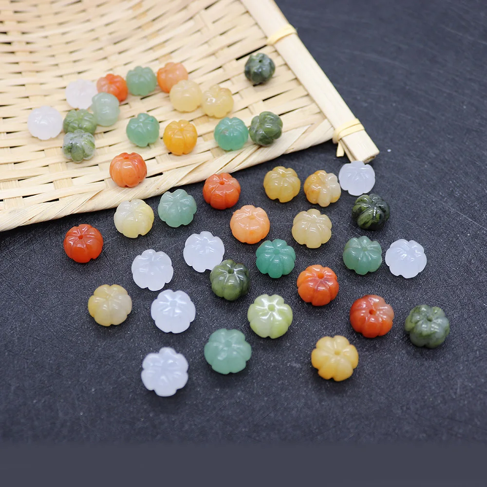 

5pcs/pack Natural Semi-precious Stone Loose Beads 14x8mm Size Pumpkin Shaped Handmade Lighting Crafts Beads DIY for Necklace