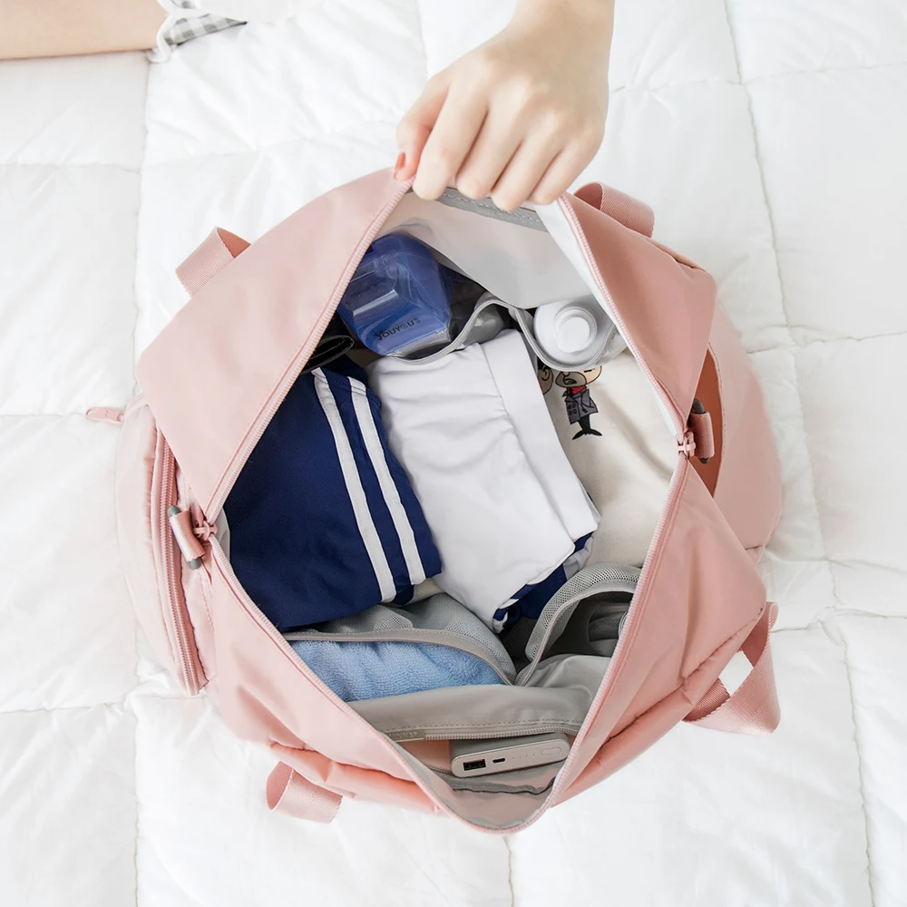 Fashion  Duffle Bag Backpack Women Mens Travel Sports Gym Bag With Shoe Compartment