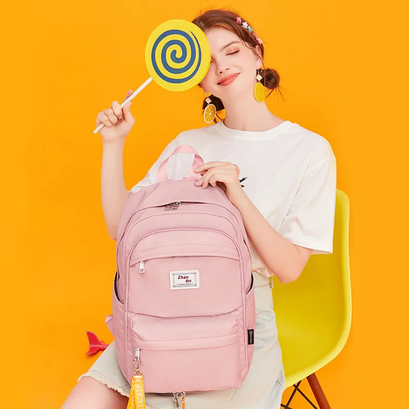

Backpack female solid color high school student schoolbag Korean campus backpack leisure travel bag
