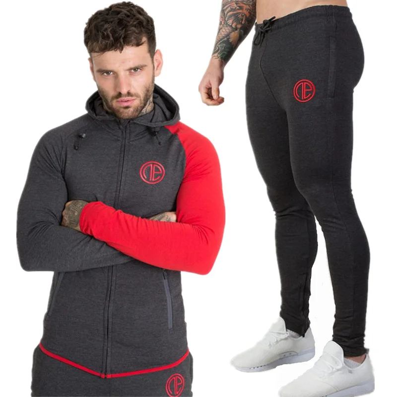 

Men Sportswear Suit Sweatshirt Tracksuit Sets Gym Fitness Hoodies Sweatpants Running Sport Clothing Male Cotton Casual Pants
