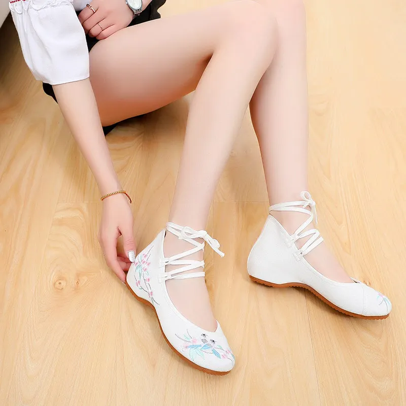 Veowalk/женские джинсовые балетки с вышивкой в шикарном стиле удобные парусиновые