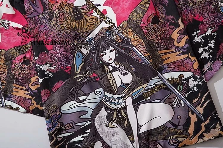 Женские и мужские японские кимоно красоты самурайской одежды традиционная блузка Японии юката хаори азиатский кардиган костюмы топы для пляжа.